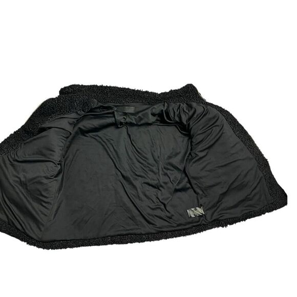 Blank NYC Jacket S Black Sherpa Oversized Vegan Leather Trucker Funnel Zip Comfy - Picture 7 of 14